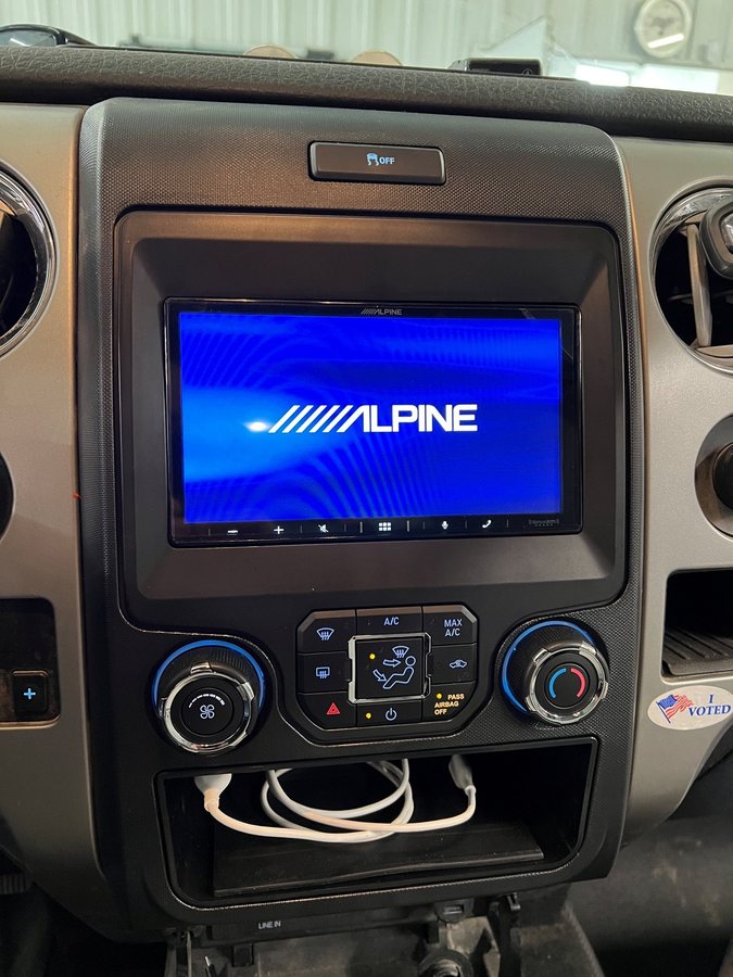 Ford truck with an Alpine touchscreen receiver