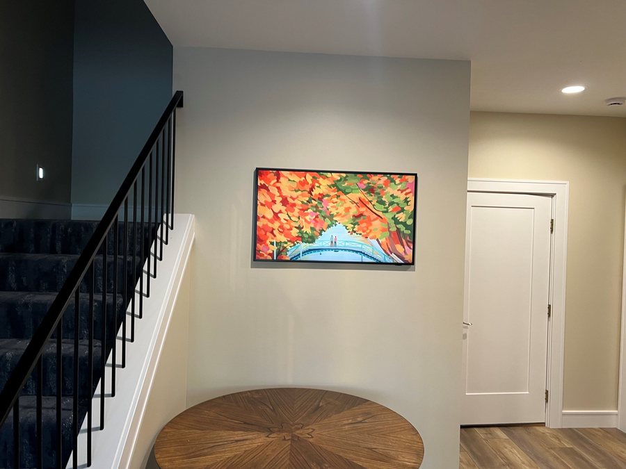 Art mode TV in an entry hallway